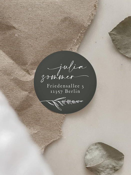 Personalisierte Adressaufkleber Maja Olive | ⌀ 4cm
