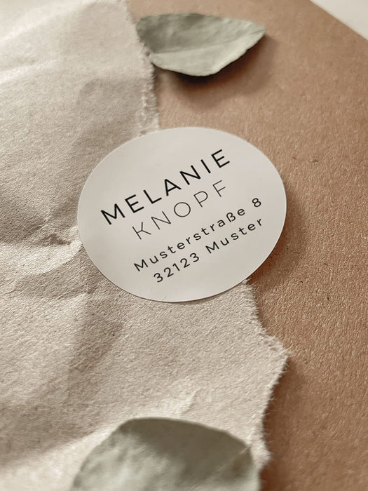 Personalisierte Adressaufkleber Mono Hellbeige | ⌀ 4cm
