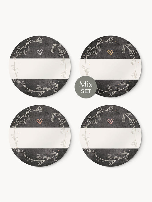 Aukleber zur Beschriftung, Graumeliert Mix-Set | ⌀ 4cm