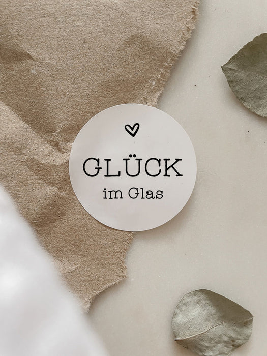 Aufkleber Glück im Glas No.2 Weiß | ⌀ 3cm ⌀ 4cm