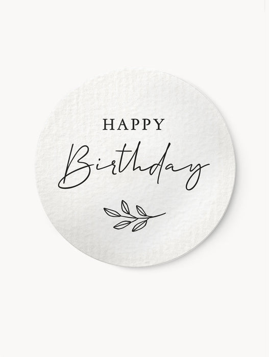 Aufkleber Happy Birthday Weiß | ⌀ 5cm