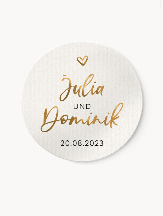 Personalisierte Aufkleber zur Hochzeit No.1 Gold | ⌀ 3cm ⌀ 4cm