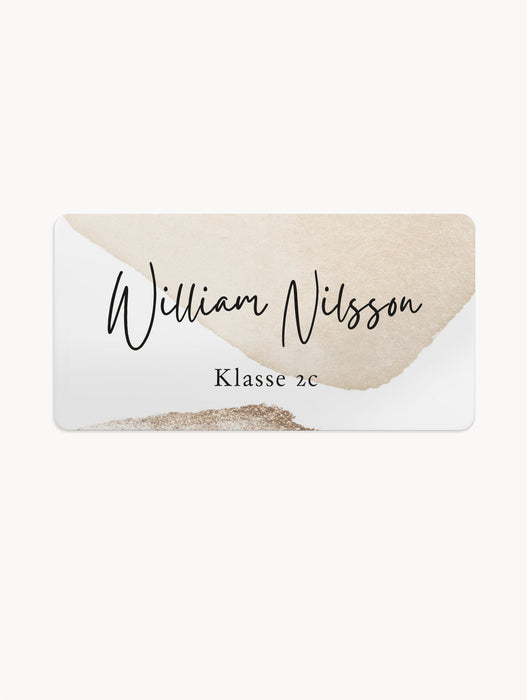 Personalisierte Aufkleber zur Schule Beige | 6x3 cm