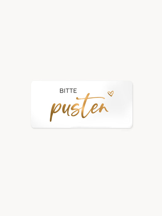 Aufkleber Bitte pusten für Seifenblasenröhrchen | 3,6 x 1,7 cm