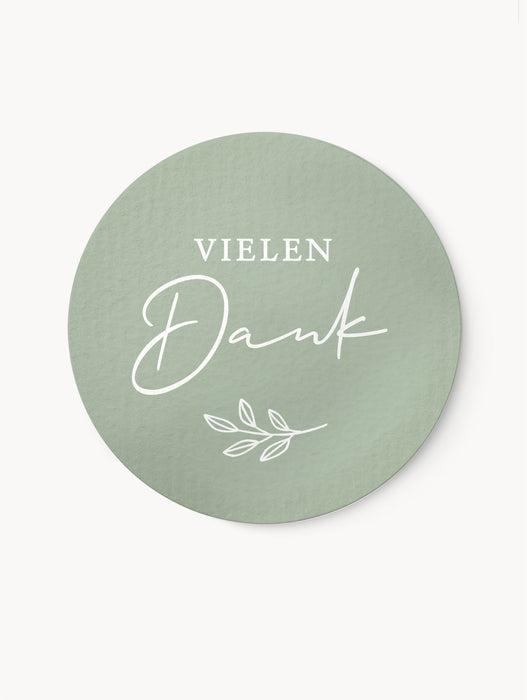 Aufkleber Vielen Dank Salbeigrün | ⌀ 5cm