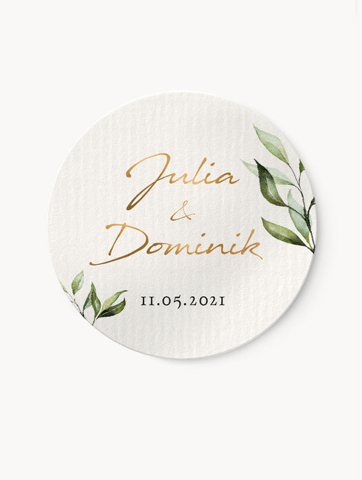 Personalisierte Aufkleber zur Hochzeit Lia Gold | ⌀ 4cm