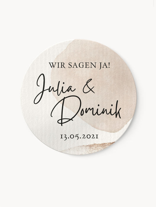 Personalisierte Aufkleber zur Hochzeit Beige | ⌀ 3cm ⌀ 4cm