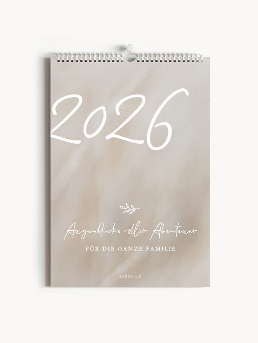 Familienkalender DIN A3 2026 in Beige – stilvoller Wandkalender für die ganze Familie