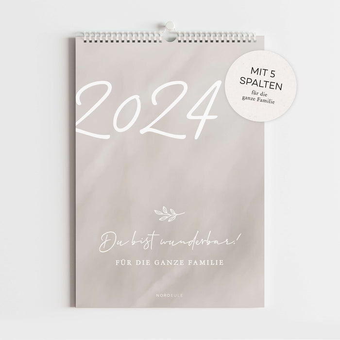 Familienkalender 2024 mit 5 Spalten DIN A3