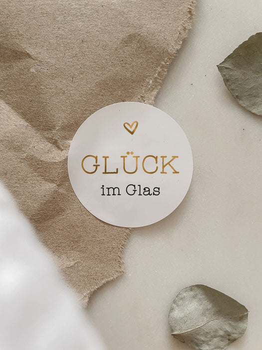 Aufkleber Glück im Glas No.2 Gold | ⌀ 3cm ⌀ 4cm