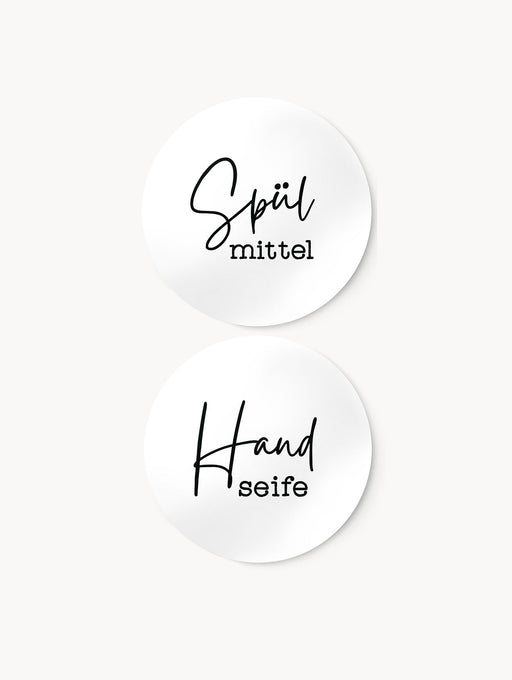 Wasserfeste, selbstklebende Aufkleber für Seifenspender – Set mit glänzender Oberfläche, Beschriftung ‚Handseife‘ und ‚Spülmittel‘, UV-beständig, ideal für Küche und Bad
