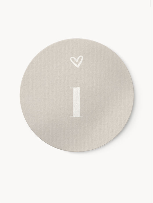 Aufkleber Zahlen 1 bis 24 Beige | ⌀ 4cm