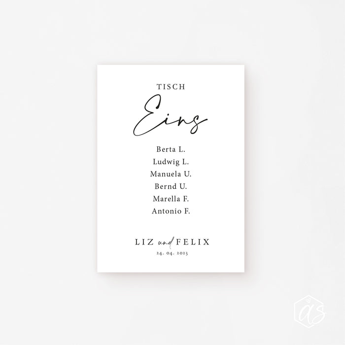 Tischplan Elin zur Hochzeit