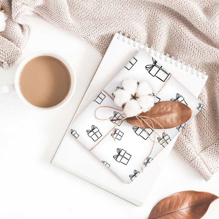 Geschenkpapier, 3 Rollen - Verpackungspapier "Geschenkezeit", weiß