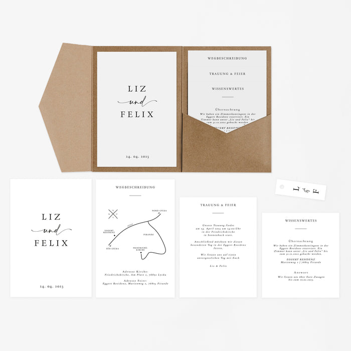 Pocketfolder Einladung Elin zur Hochzeit