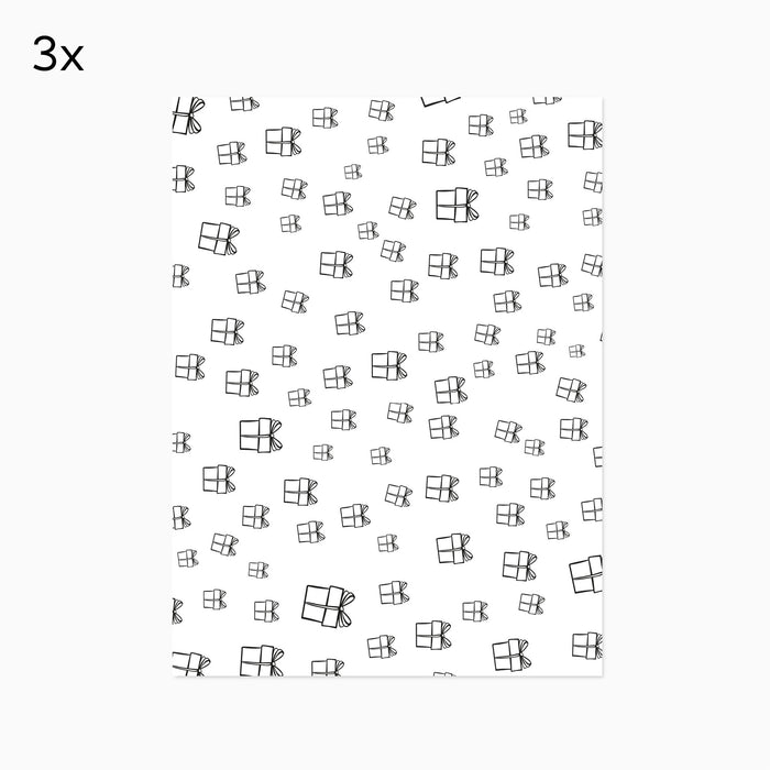 Geschenkpapier, 3 Rollen - Verpackungspapier "Geschenkezeit", weiß
