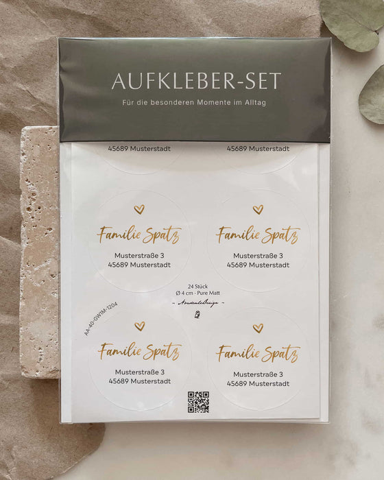 Personalisierte Adressaufkleber No.1 Gold | ⌀ 3cm 4cm
