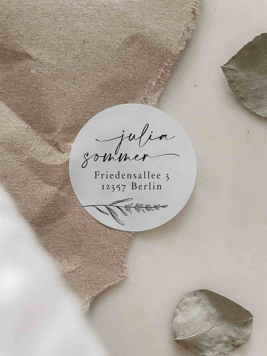Personalisierte Adressaufkleber Maja Weiß | ⌀ 4cm
