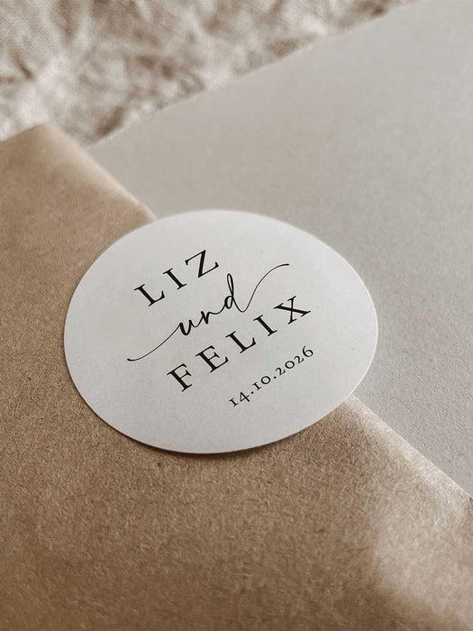 Personalisierte Aufkleber zur Hochzeit Elin | ⌀ 3cm