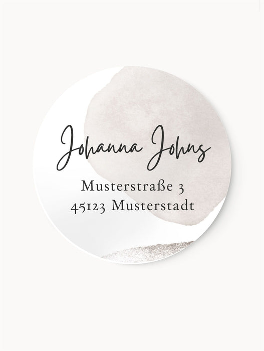 Personalisierte Adressaufkleber Hellgreige | ⌀ 4cm