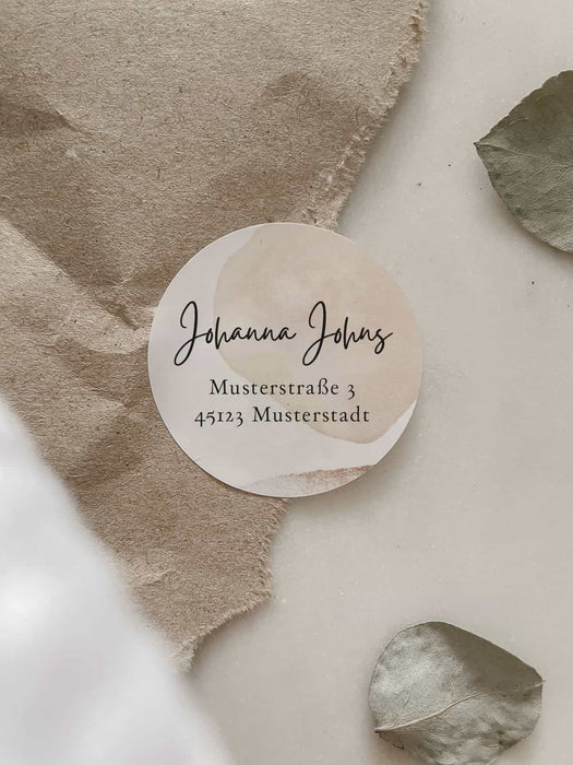 Personalisierte Adressaufkleber Beige | ⌀ 4cm