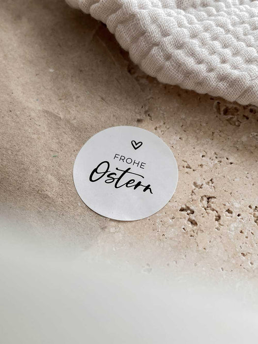 Frohe Ostern Aufkleber Weiß | ⌀ 3cm ⌀ 4cm