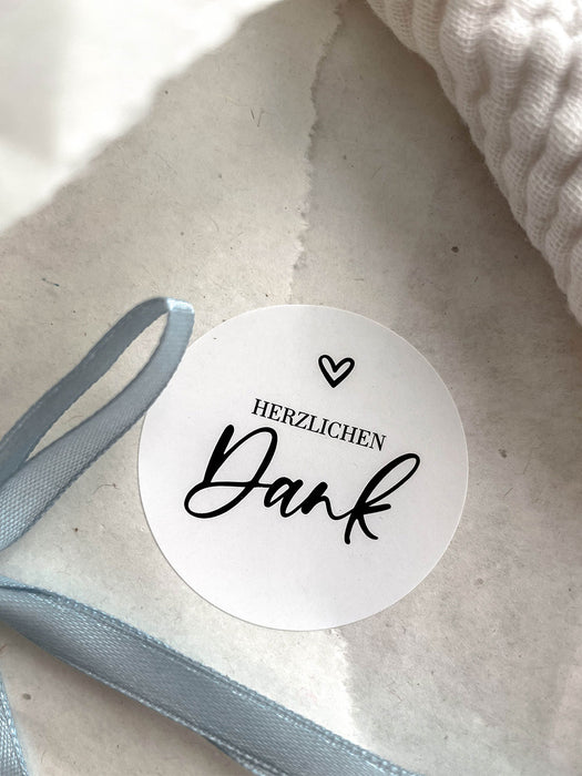 Aufkleber Herzlichen Dank Weiß | ⌀ 3cm ⌀ 4cm