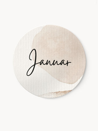 Aufkleber Monate Januar bis Dezember Beige | ⌀ 4cm