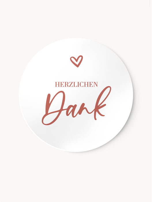 Aufkleber Herzlichen Dank Rose-Weiß | ⌀ 3cm ⌀ 4cm