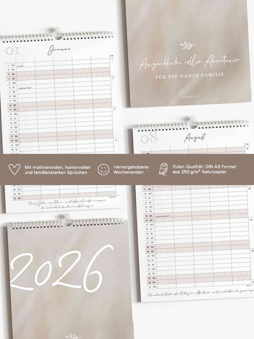 Familienkalender 2026, DIN A3, Augenblicke voller Abenteuer (Limited Edition)