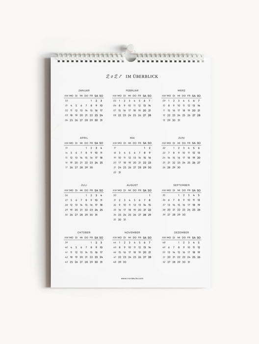 Familienkalender DIN A3 2026 – Jahresübersicht 2027 auf einem Blatt, Wandkalender 2026 für Familienplanung von NORDEULE