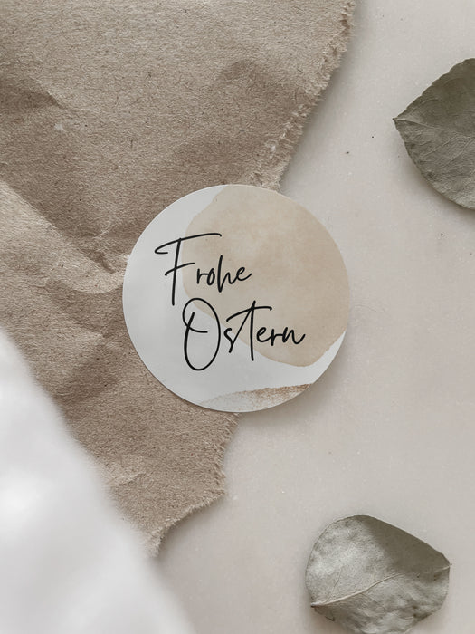 Aufkleber Frohe Ostern Beige | ⌀ 3cm ⌀ 4cm