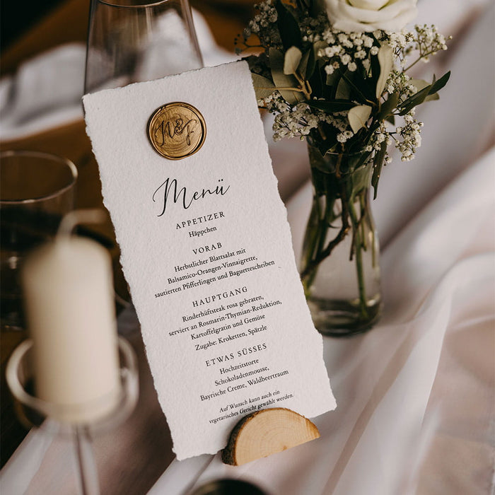 Menükarte Alva zur Hochzeit