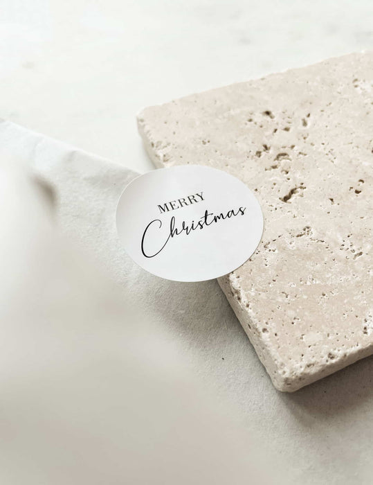 Merry Christmas Aufkleber Weiß | ⌀ 4cm