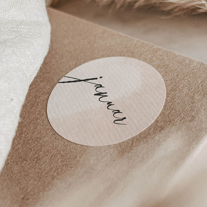 Aufkleber Monate Beige