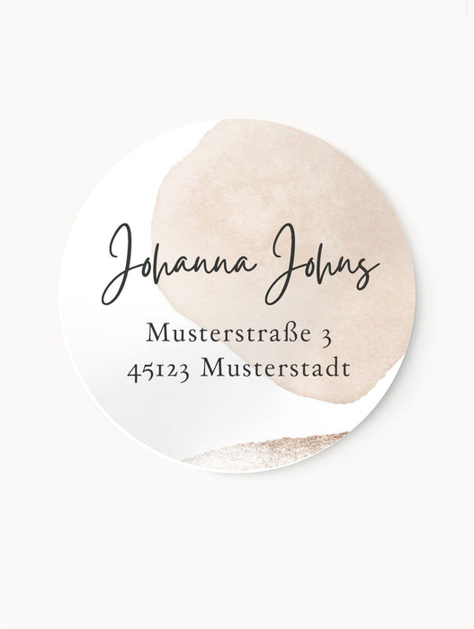 Personalisierte Adressaufkleber Beige | ⌀ 4cm