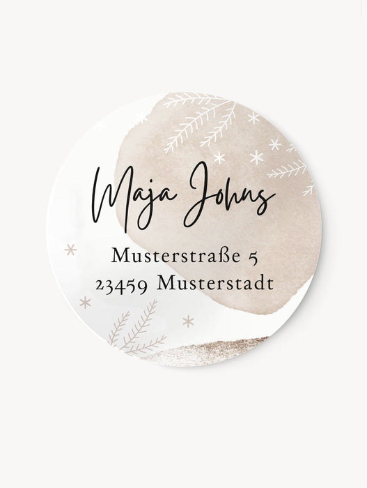 Personalisierte Adressaufkleber Weihnachten Beige | ⌀ 3cm ⌀ 4cm