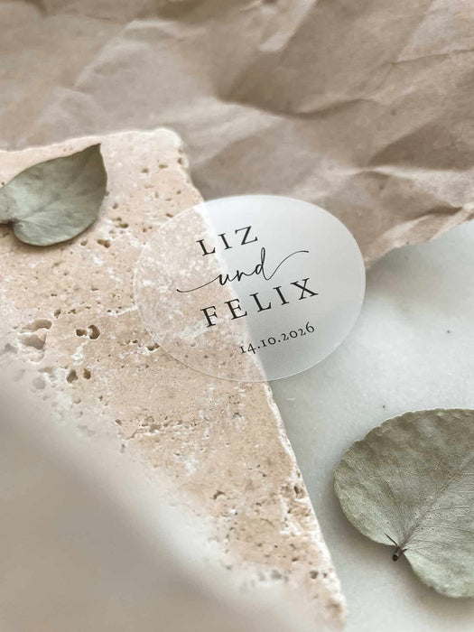 Personalisierte Aufkleber zur Hochzeit Elin | ⌀ 4cm