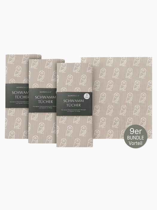 Schwammtücher Vorteils-Pack Eulen im 9er Set