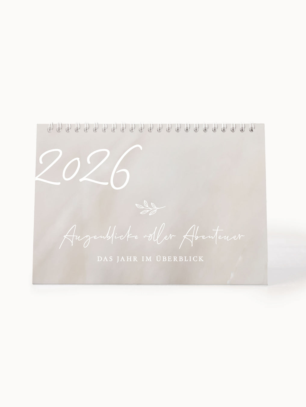 Tischkalender 2026 im beigen Design, ein Blatt pro Monat, inspirierende Sprüche, Platz für Notizen, deutscher Feiertagskalender von NORDEULE