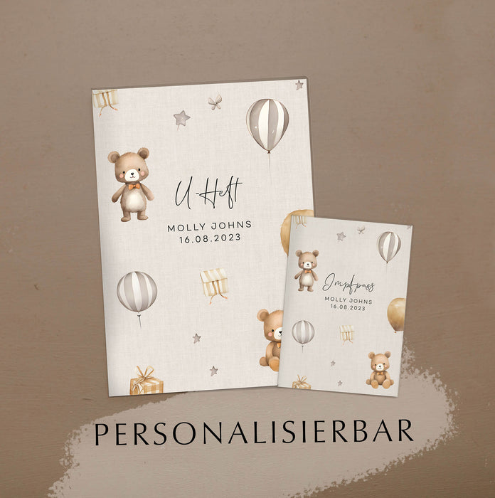 U-Heft und Impfpass Hülle personalisiert im Set Molly Beige