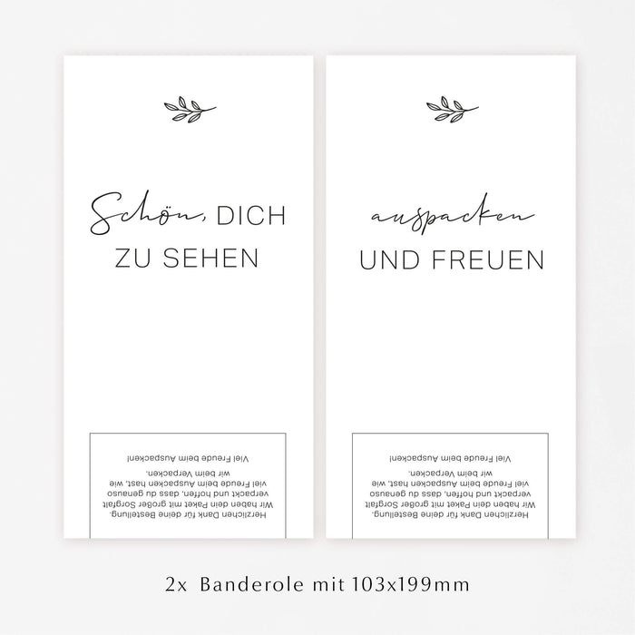 Versandbanderolen auspacken und freuen zum Download im 5er Set | 70x100 | 103x199 mm