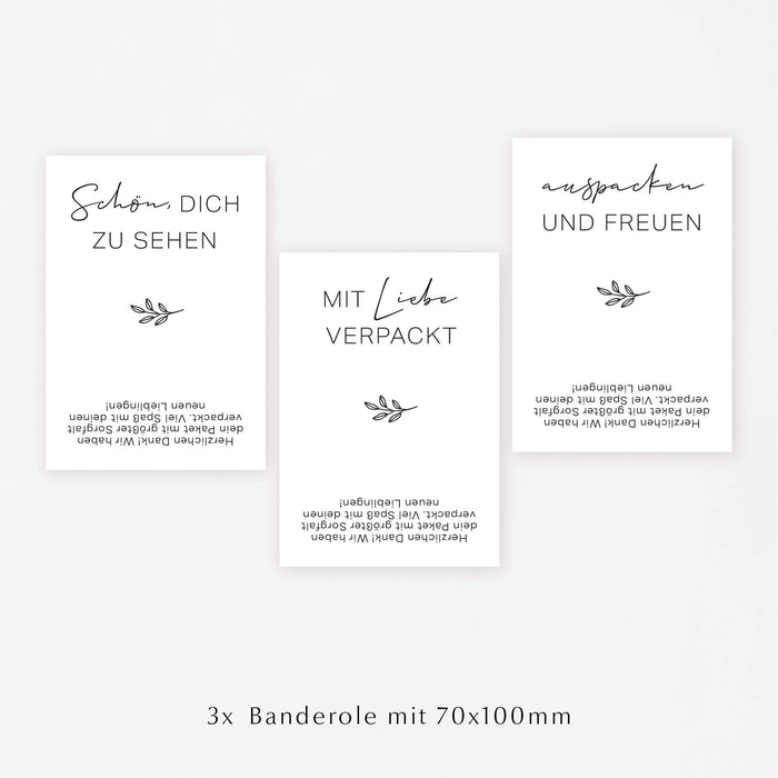 Versandbanderolen auspacken und freuen zum Download im 5er Set | 70x100 | 103x199 mm
