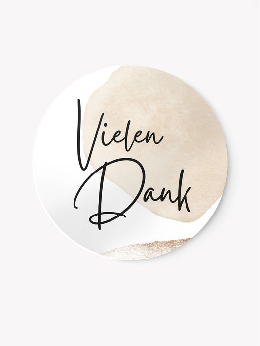 Aufkleber Vielen Dank Beige | ⌀ 3cm ⌀ 4cm