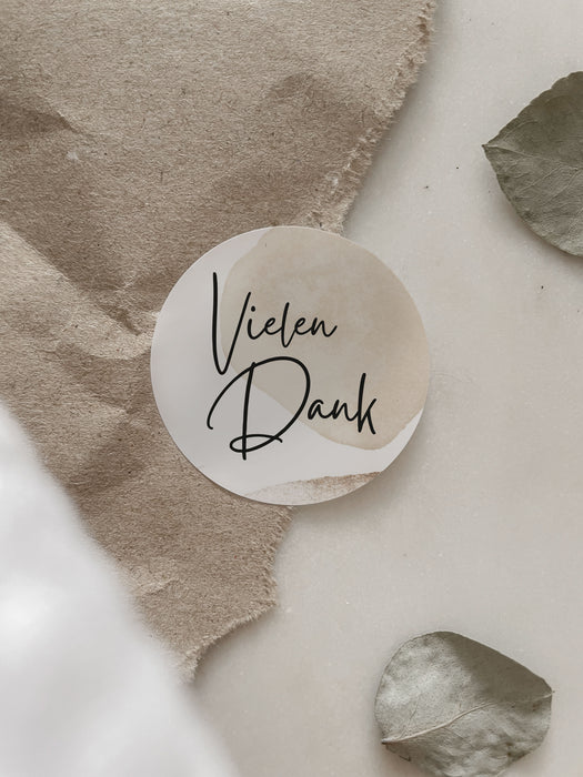 Aufkleber Vielen Dank Beige | ⌀ 3cm ⌀ 4cm