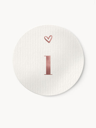 Aufkleber Zahlen 1 bis 24 Classic Rose-Weiß | ⌀ 4cm