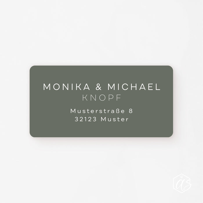 Adresse Mono, Aufkleber-Set olivegrün, 80x40mm