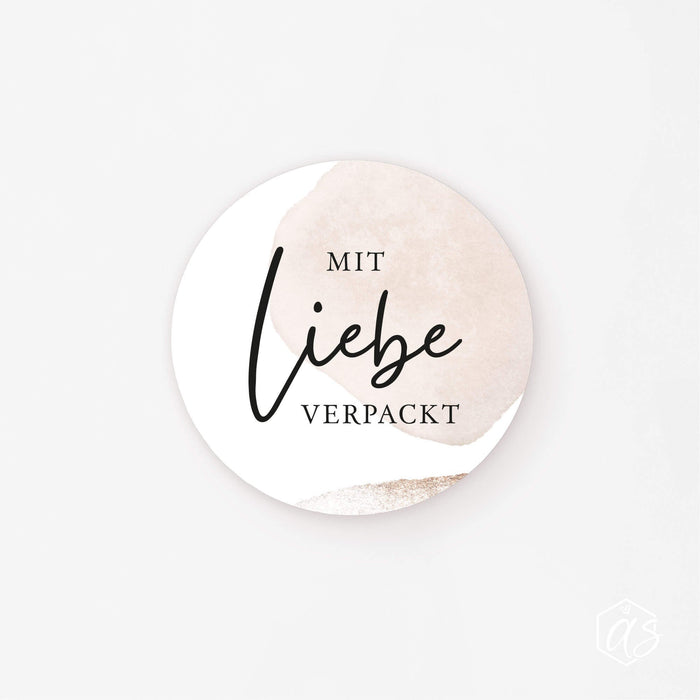 Mit Liebe verpackt - Aufkleber, Beige